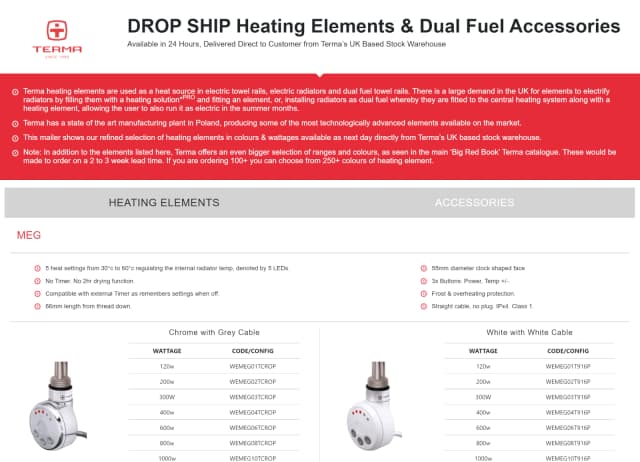 Podstrona produktowa DROP SHIP Heating Elements